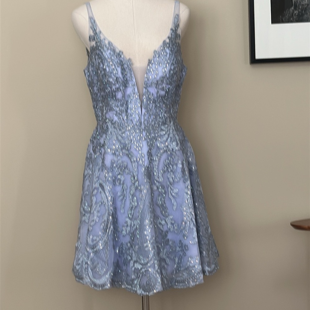 Elegant Light Blue Lace Dress